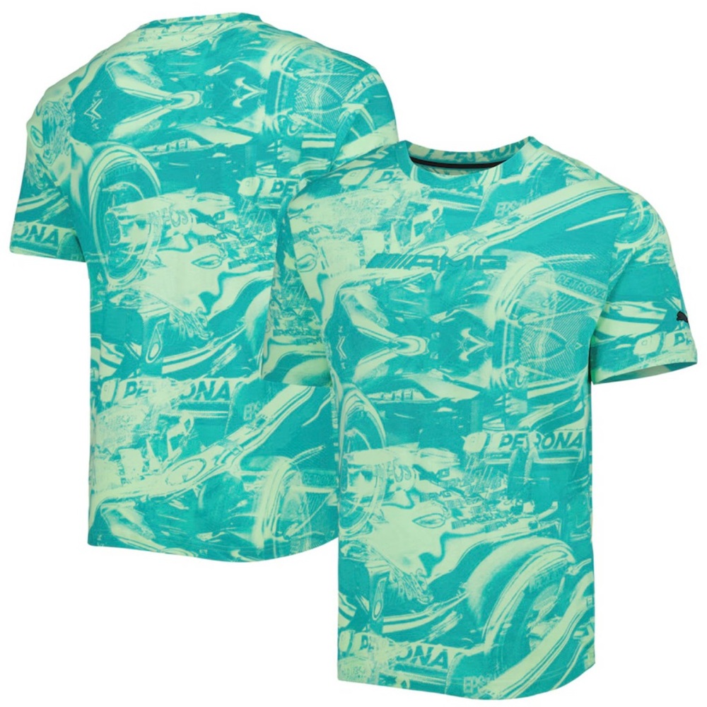Puma Mercedes-AMG Petronas F1 Team Statement Allover Green Print T-Shirt